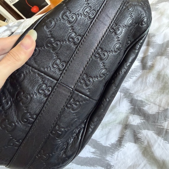 Gucci Black Embossed Hobo Bag with Gold Accents - Picture 5 of 11